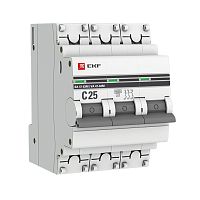 Автоматический выключатель 3P 25А (C) 6кА ВА 47-63M без теплового расцепителя PROxima | код  mcb4763m-6-3-25C-pro | EKF
